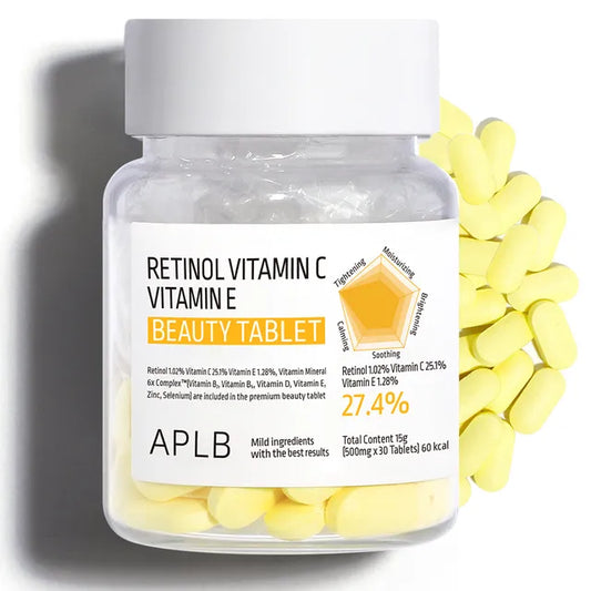 APLB Retinol Vitamin C Vitamin E Beauty Tablet 500MG (30 Tablets)